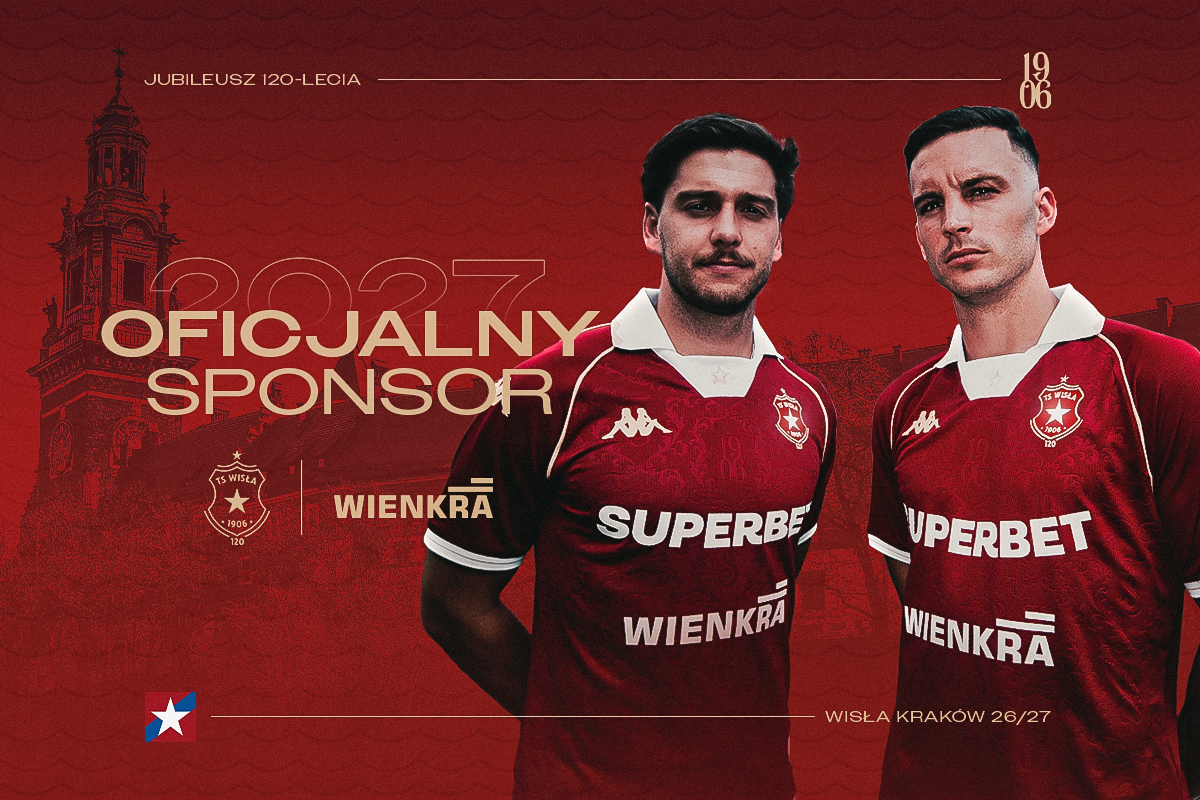 Wienkra Oficjalnym Sponsorem Wisły Kraków. Logo firmy trafi na front koszulek Białej Gwiazdy - Wisła Kraków® Official Platform