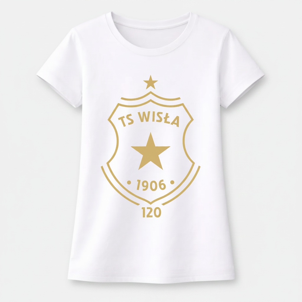 T-shirt Herb 120 damski - biały - Wisła Kraków® Official Platform