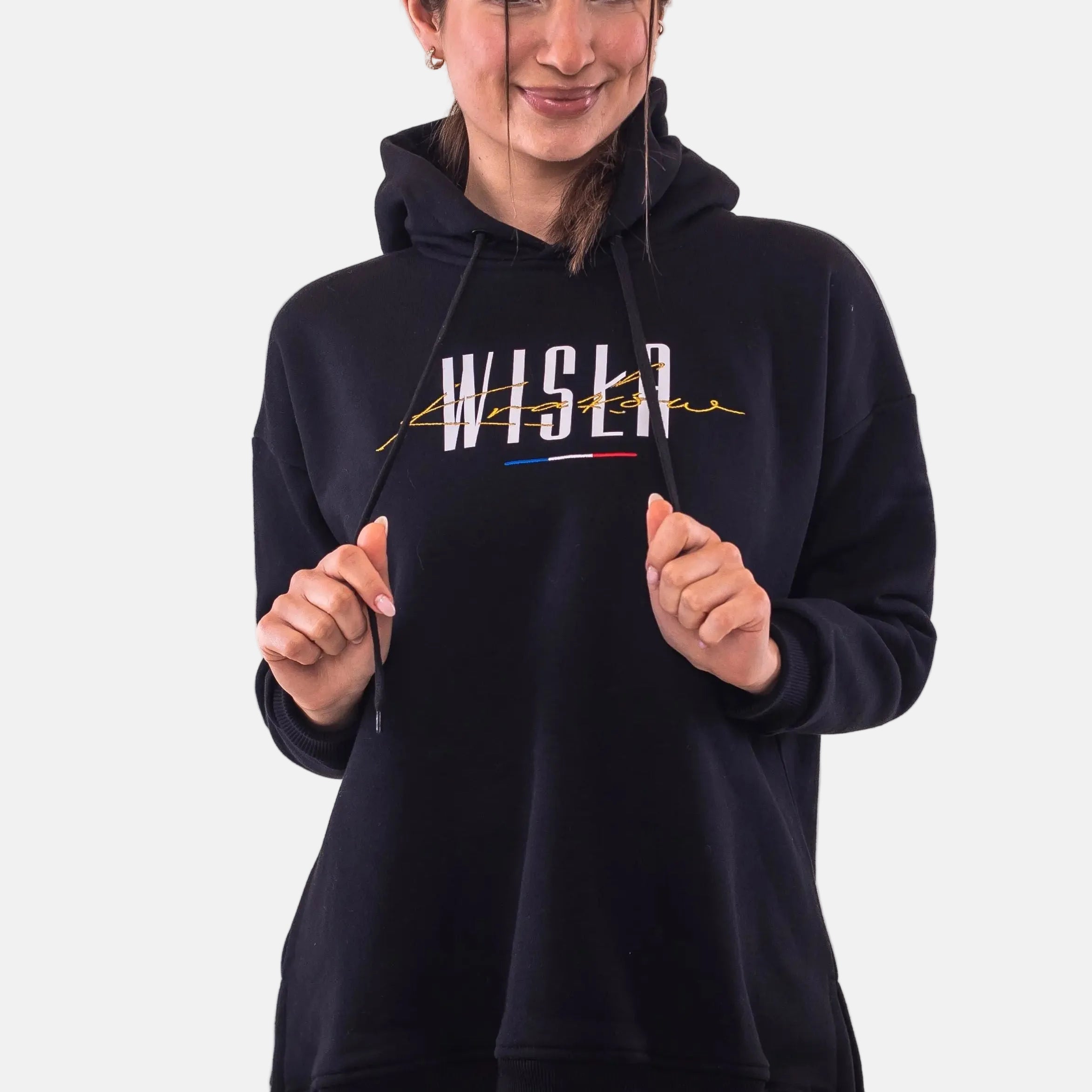 Bluza damska GS z kapturem - czarna - Wisła Kraków Offical FanShop