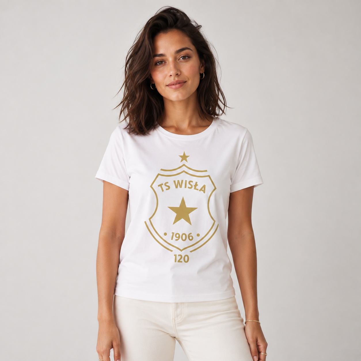 T-shirt Herb 120 damski - biały - Wisła Kraków® Official Platform