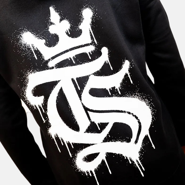 Bluza z kapturem graffiti TS - czarna - TS Wisła Kraków 1906 - Przestrzeń Białej Gwiazdy