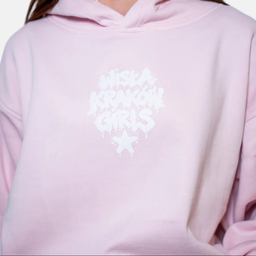 Bluza damska z kapturem Girls- różowa - TS Wisła Kraków 1906 - Przestrzeń Białej Gwiazdy