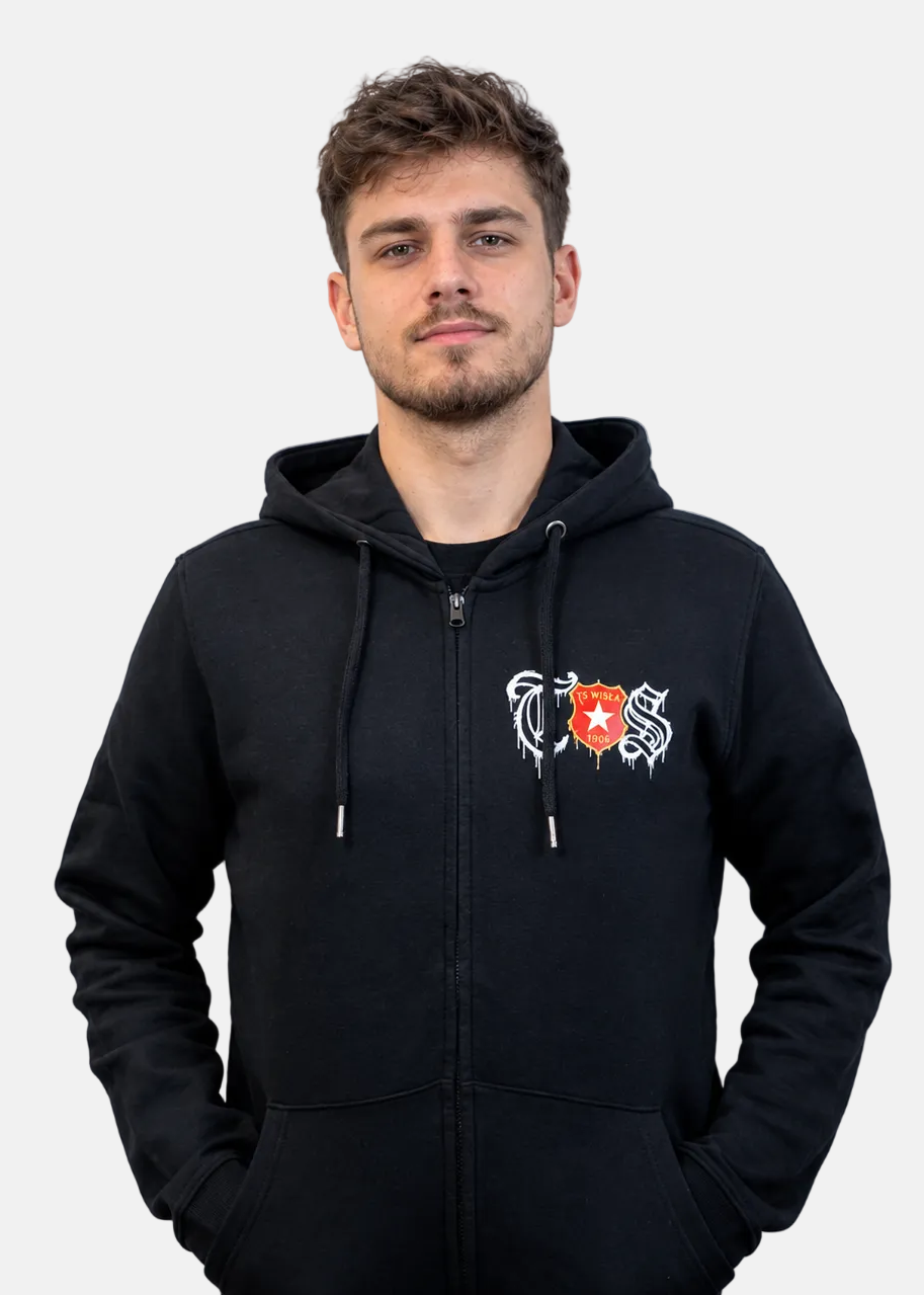 Bluza z kapturem graffiti TS - czarna - TS Wisła Kraków 1906 - Przestrzeń Białej Gwiazdy