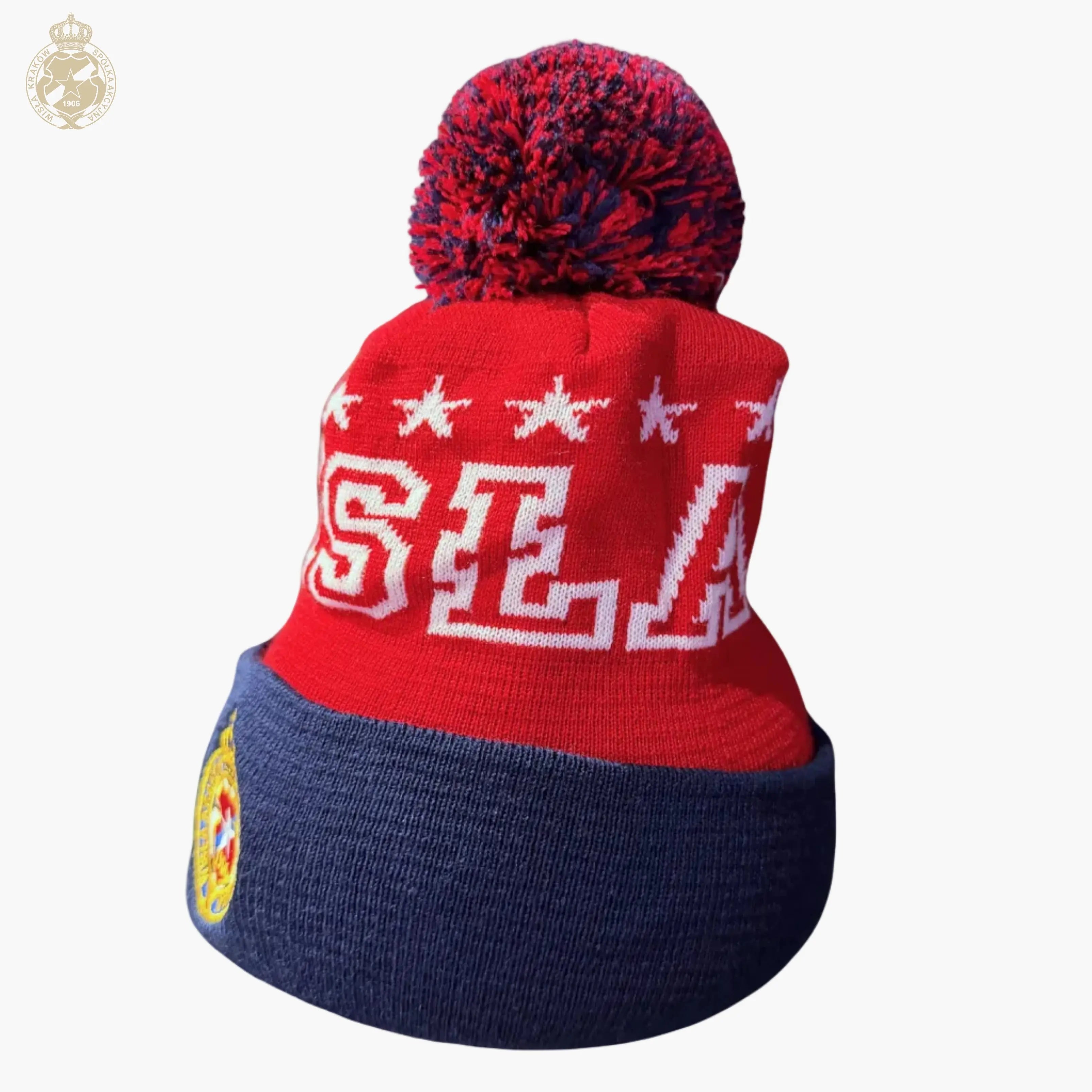 Czapka zimowa WISŁA z gwiazdami - granatowa Wisła Kraków Offical FanShop