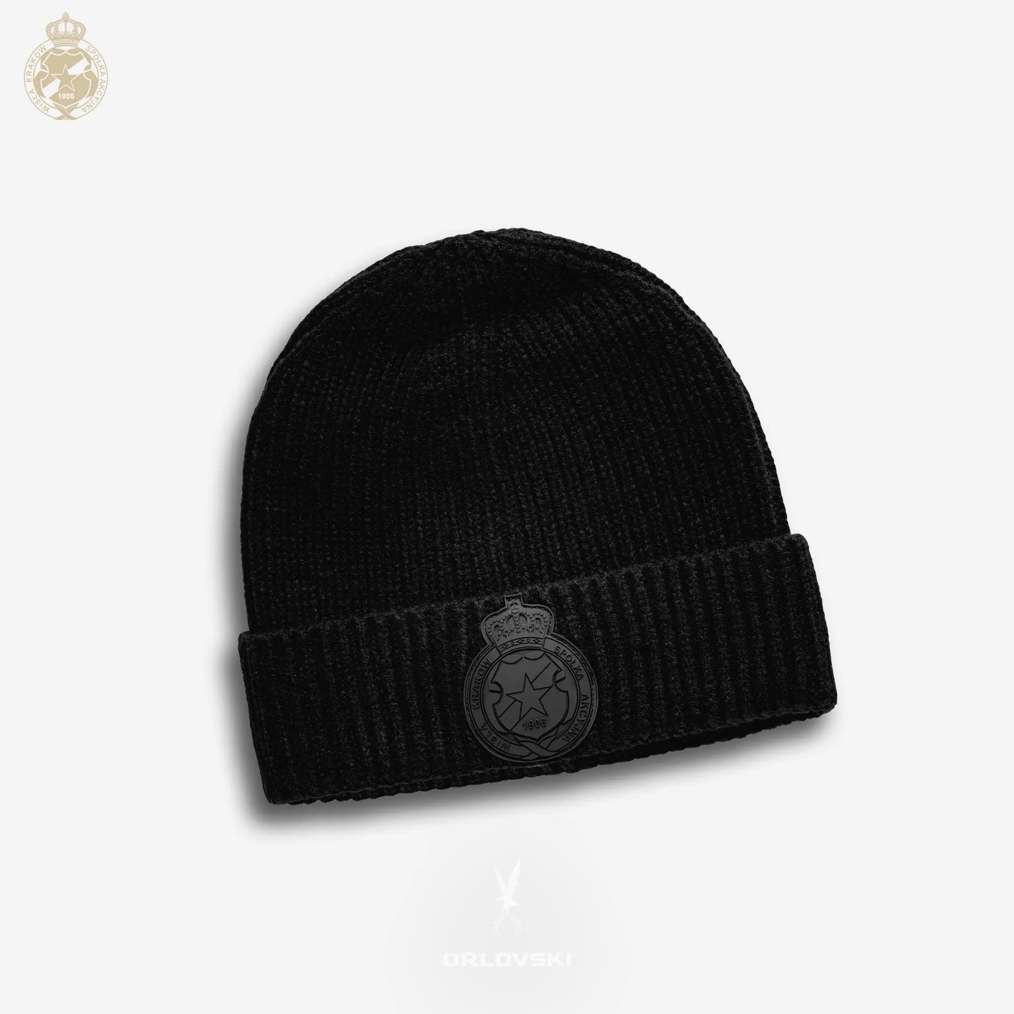 Czapka zimowa prążkowana Herb SA TSW091 -czarna Wisła Kraków Offical FanShop