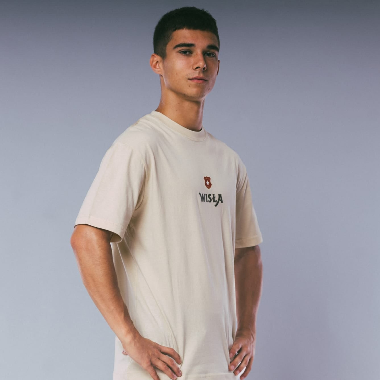 T-shirt Omega - beżowy - TS Wisła Kraków 1906 - Przestrzeń Białej Gwiazdy