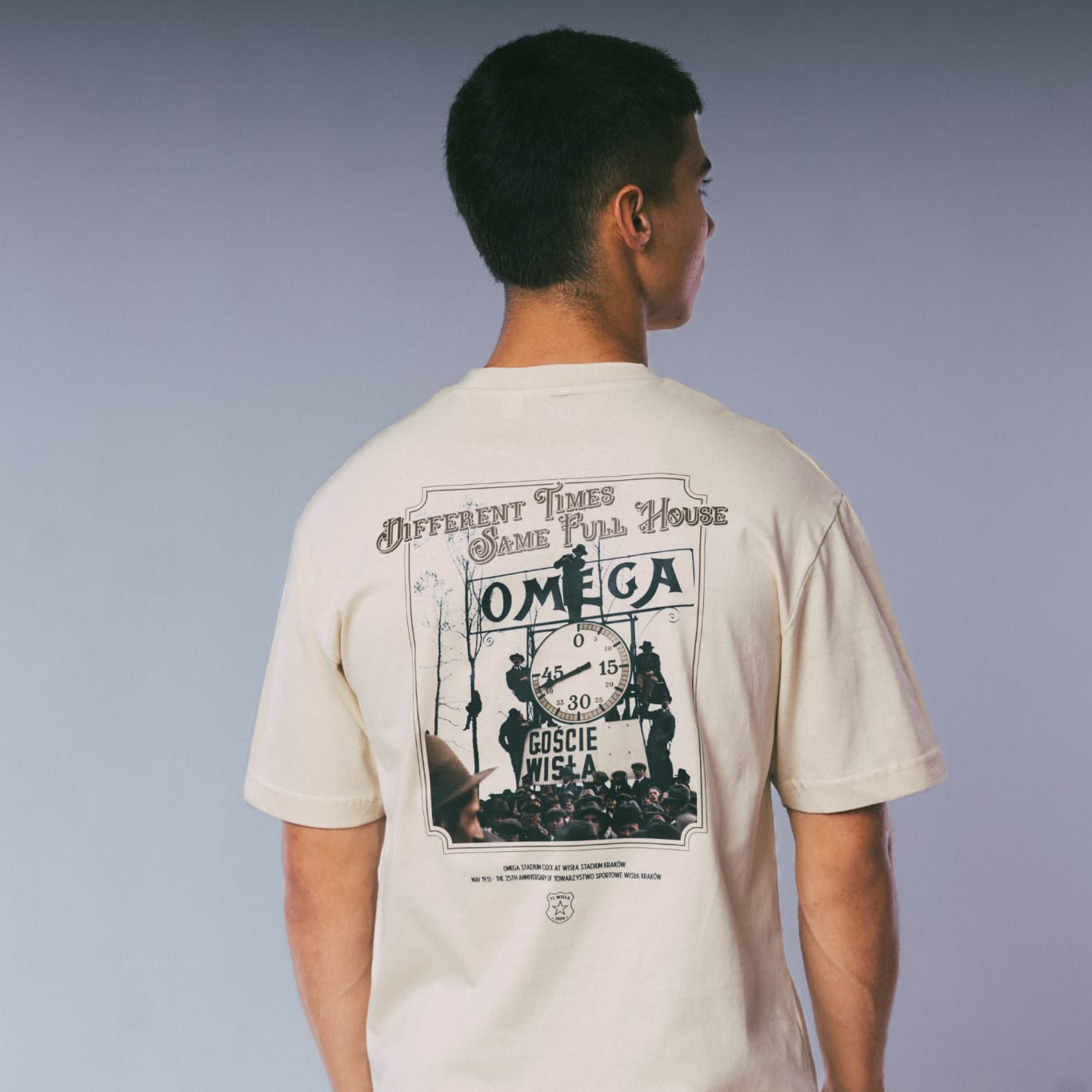 T-shirt Omega - beżowy - TS Wisła Kraków 1906 - Przestrzeń Białej Gwiazdy