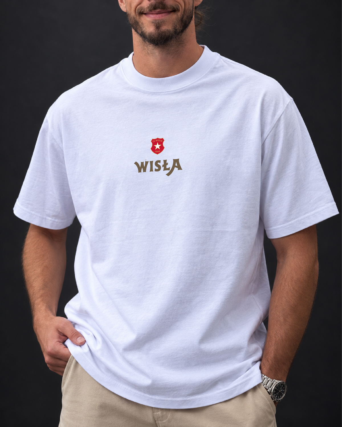 T-shirt zielone trybuny - biały - TS Wisła Kraków 1906 - Przestrzeń Białej Gwiazdy