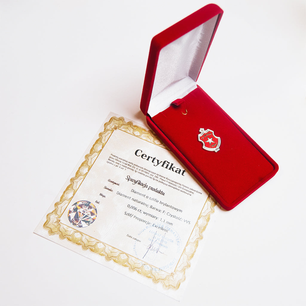 Licytacja: Odznaka Jubileuszowa z diamentem nr 1928 - TS Wisła Kraków 1906 - Przestrzeń Białej Gwiazdy