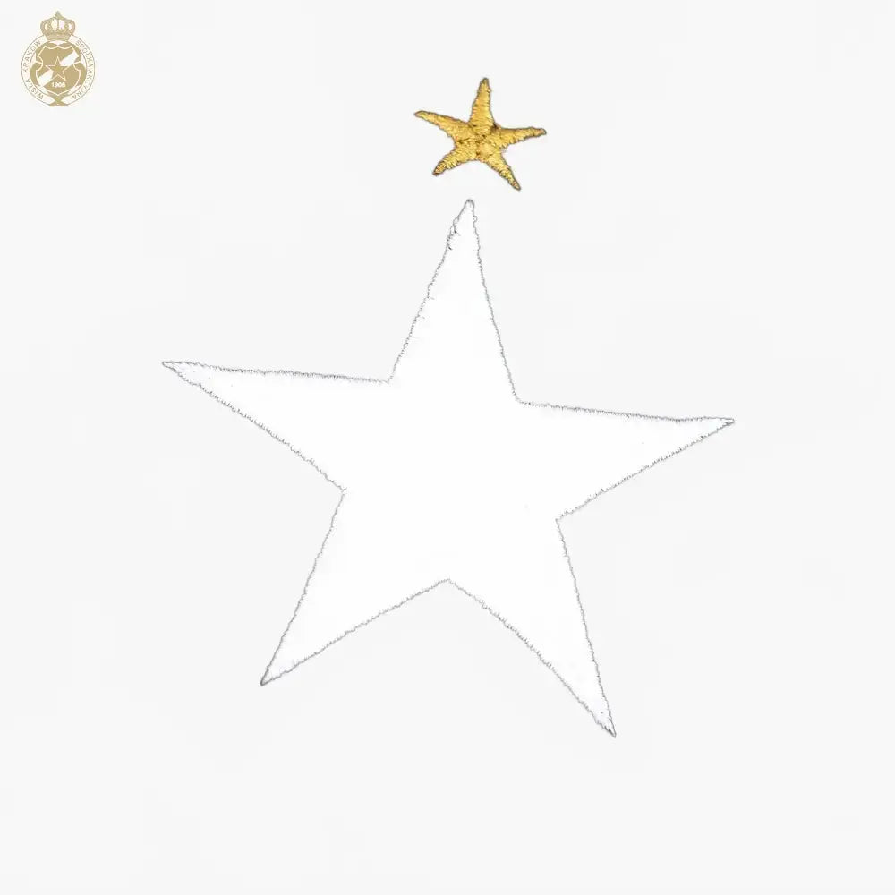White star with a gold star on top against a black background