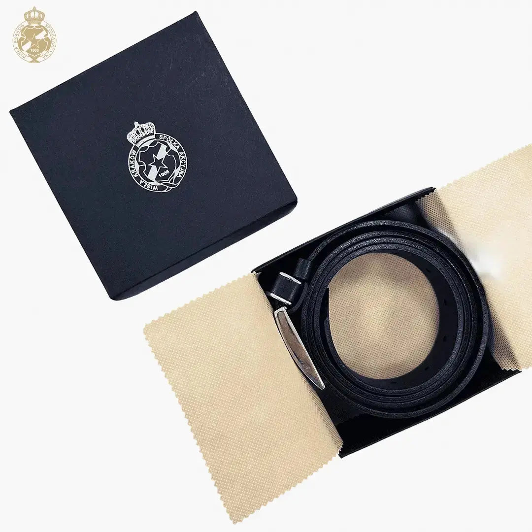 Pasek skórzany Wisła Kraków – czarny Official FanShop - TS Wisła Kraków SA