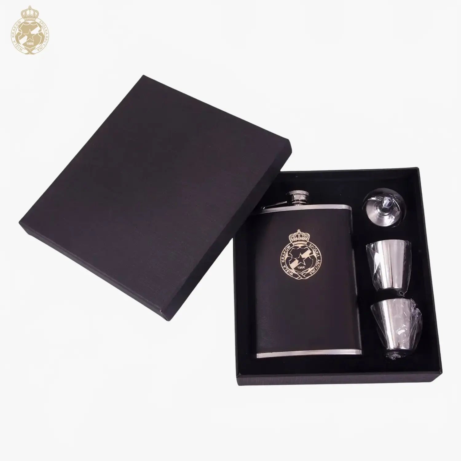 Piersiówka skórzana Herb - czarna - TS Wisła Kraków SA