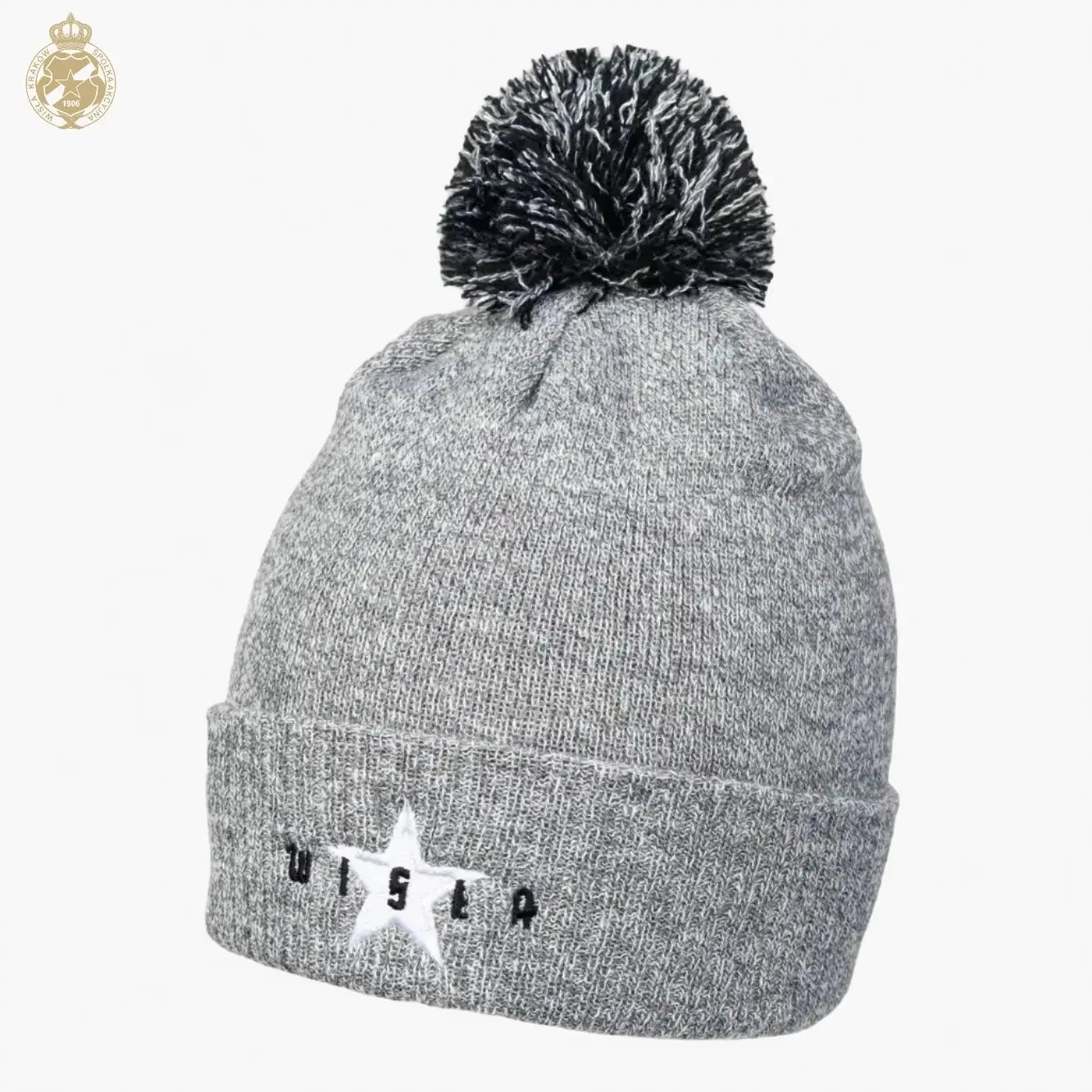 Czapka zimowa WISŁA z pomponem - szara Official FanShop - TS Wisła Kraków SA
