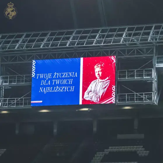 Życzenia na telebimie - Wisła Kraków - Stal Mielec 30.11.2025 godz. 20:15 TS Wisła Kraków SA